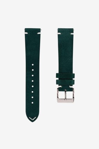 Green suede watch strap