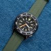 Squale 1521 Militaire paired with Army Green Straight End Rubber Watch Strap