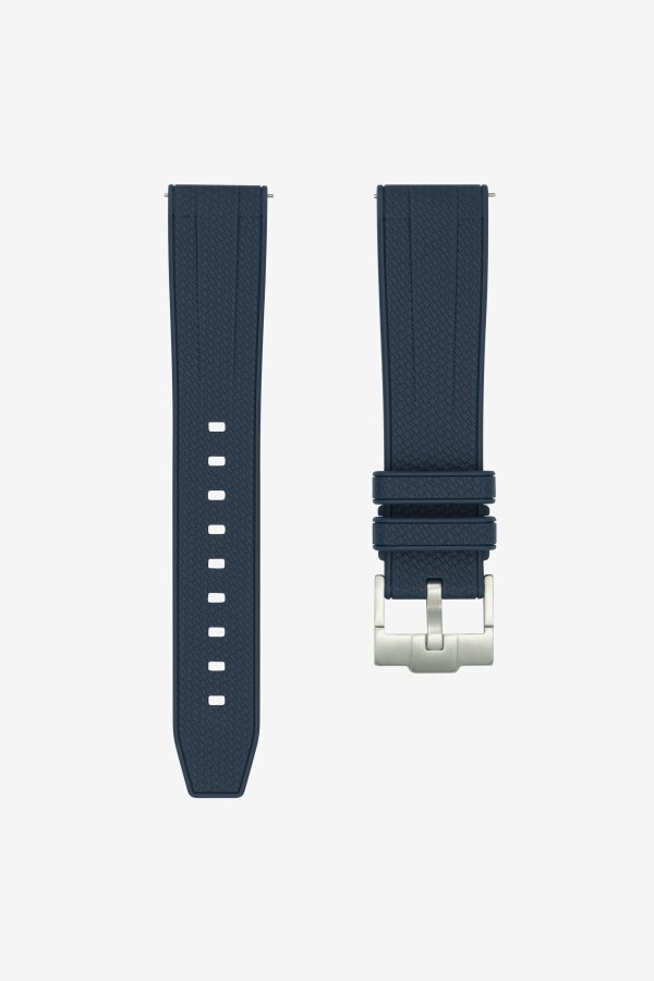 Navy Blue Straight End Rubber Watch Strap