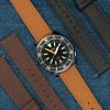 Light Brown Leather watch strap with stitches - Epsom Texture