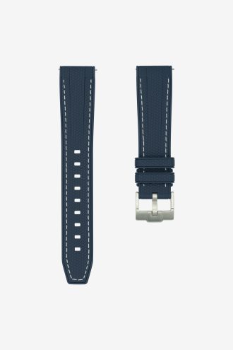 Navy Blue Rubber Watch Strap - Contrast Stitchning - Texture - Apple Watch Band