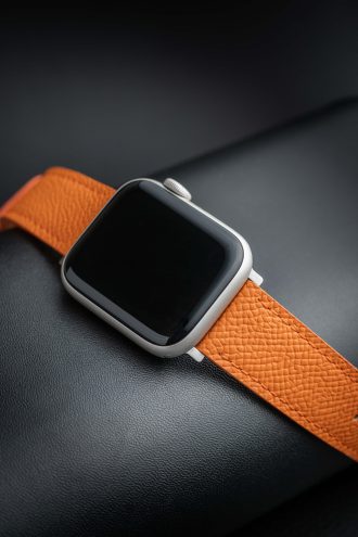 Orange leather strap - epsom textureing. Apple watch band